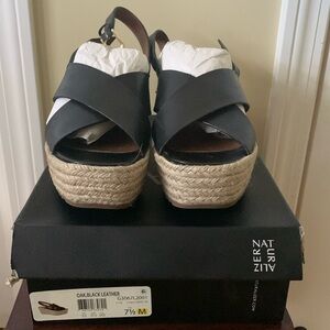 Naturalizer Women’s Oak Espadrille Wedge Sandal- color Black Size 7.5M